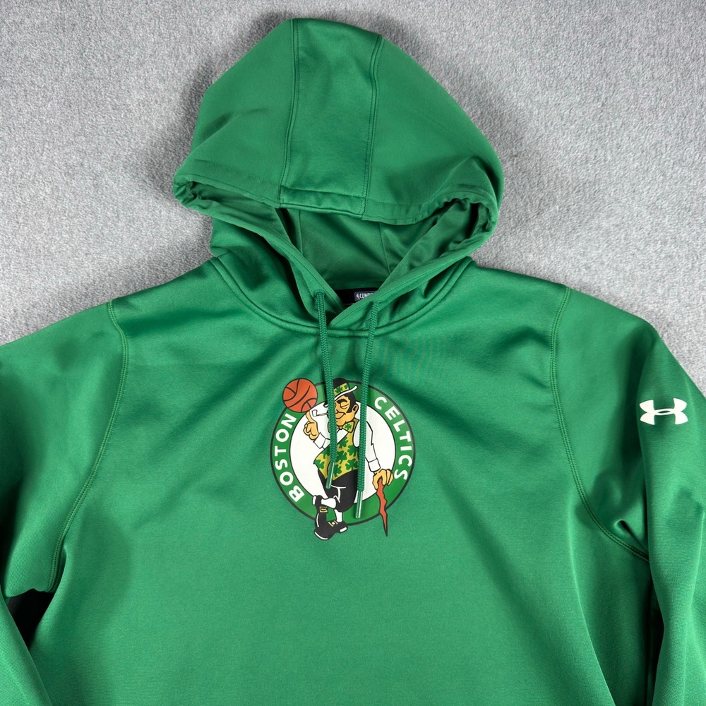 Boston Celtics Under Armour Fleece Hoodie Mens L Green NBA Combine ColdGear